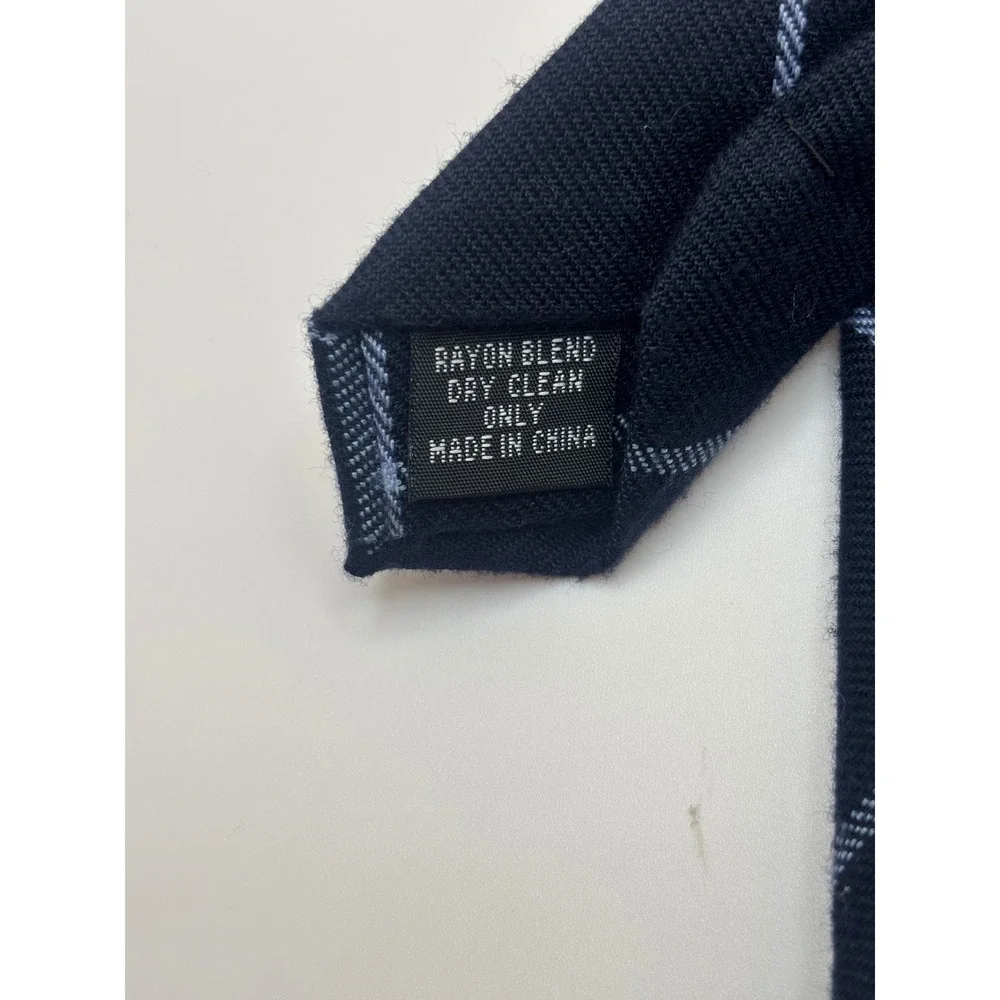 Cotton Brew Mens Navy Blue Windowpane Plaid Rayon Blend Necktie